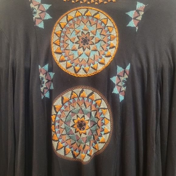 Double D Ranch Black Blouse with Orange and Blue Embroidery - Picture 6 of 8